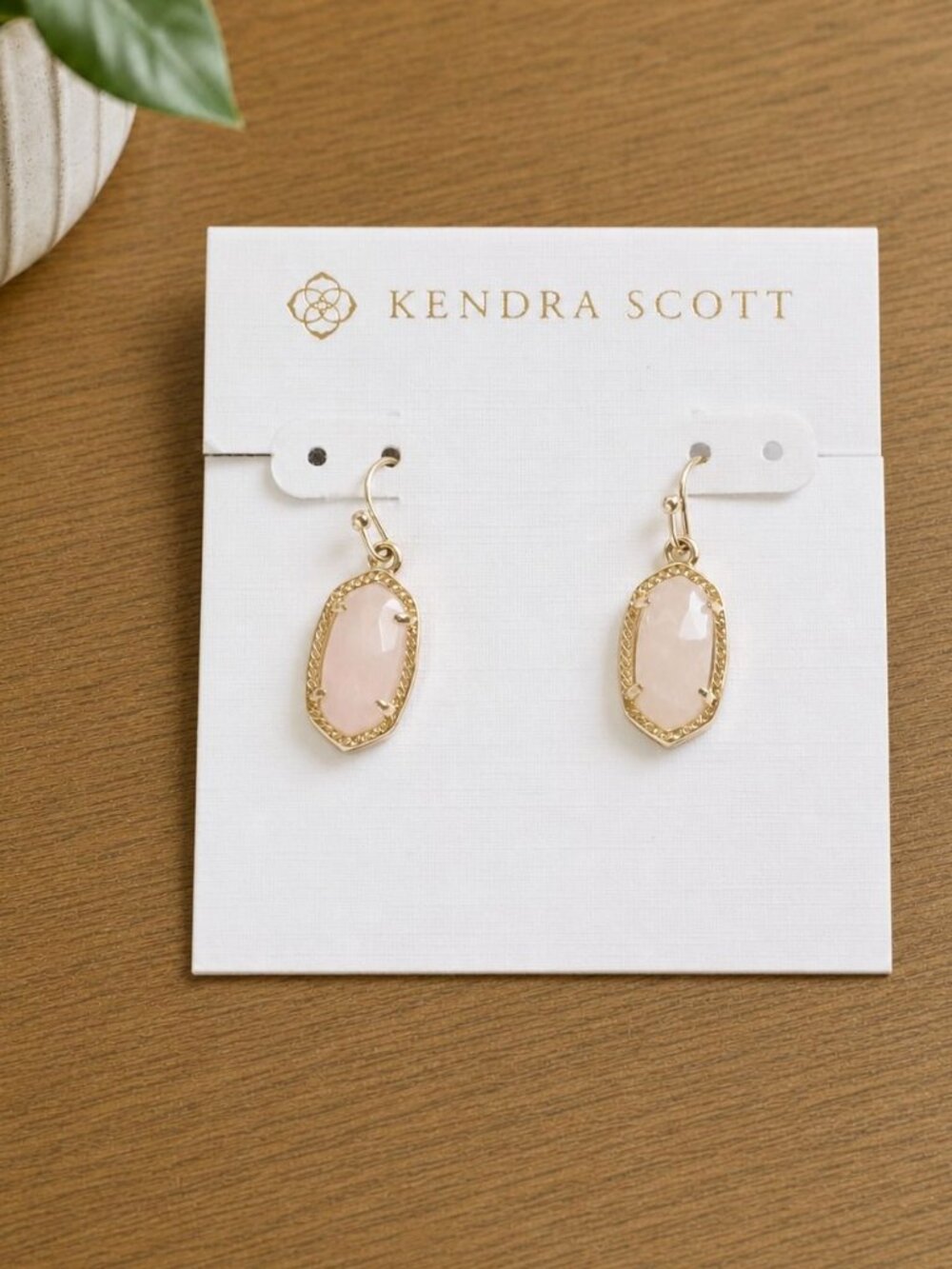 Kendra Scott Lee Gold Rose Quartz Drop Earrings